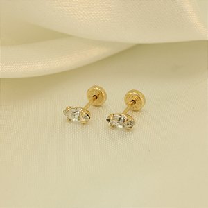 Brinco com Zircônia Cristal Banhado a Ouro 18k