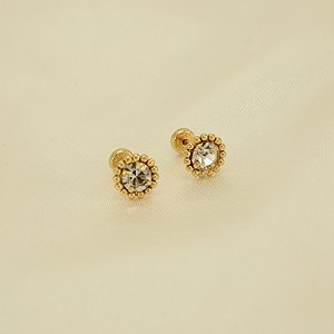 Brinco com Zircônia e Bolinhas Banhado a Ouro 18k