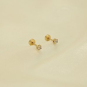 Brinco com Zircônia Cristal Banhado a Ouro 18k