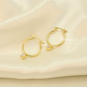Brinco Argola com Zircônia Banhado a Ouro 18k