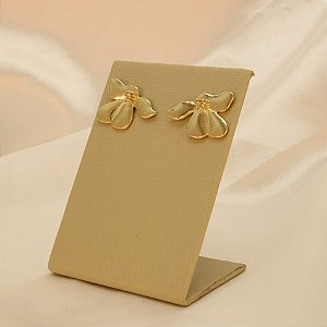 Brinco com Design Orgânico e Zircônia Banhado a Ouro 18k