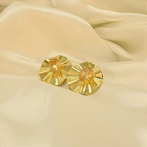 Brinco Orgânico com Zircônia Banhado a Ouro 18k