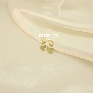 Brinco de Cadeado com Design de Coração Banhado a Ouro 18k