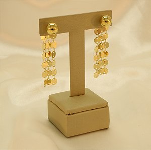 Brinco Ear Jacket de Bolinha com Cascata Banhado a Ouro 18k