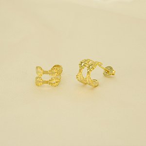 Brinco Argola com Folhas Banhado a Ouro 18k