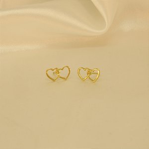 Brinco de Corações Banhado a Ouro 18k