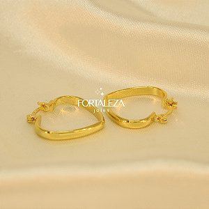 Brinco Argola Média de Coração Banhado a Ouro 18k