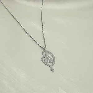Gargantilha Nossa Senhora Aparecida Banhado a Ouro Branco