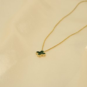 Gargantilha de Trevo Banhado a Ouro 18k
