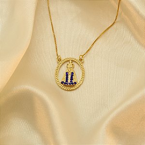 Gargantilha Nossa Senhora Aparecida Banhado a Ouro 18k