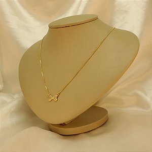 Gargantilha de Laço Cravejado em Zircônia Banhado a Ouro 18k