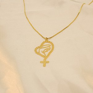 Gargantilha Virgem do Silêncio Banhado a Ouro 18k