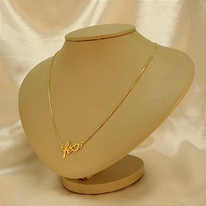 Gargantilha Escrito Fé com Coração Banhado a Ouro 18k