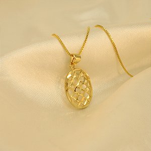 Gargantilha Oval Diamantada Banhado a Ouro 18k