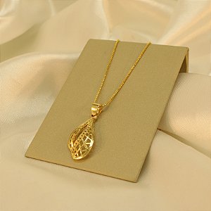 Gargantilha Trabalhada e Banhada a Ouro 18k