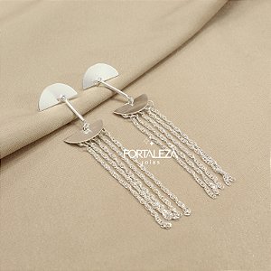 Brinco com Fios de Corrente Singapura Banhado a Prata 925