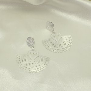 Brinco com Design Rendado Banhado a Prata 925