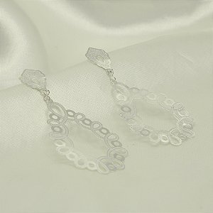 Brinco de Gota Trabalhado e Banhado em Prata 925