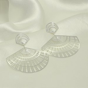 Brinco com Design de Leque Banhado em Prata 925