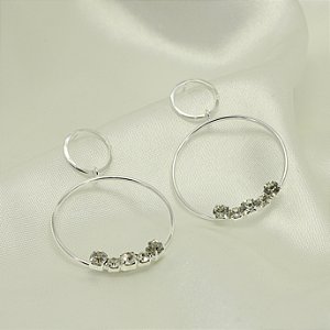 Brinco com Detalhe em Zircônia Cristal Banhado a Prata 925