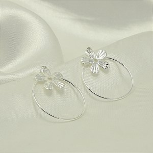 Brinco de Flor com Detalhe de Zircônia Banhado a Prata 925