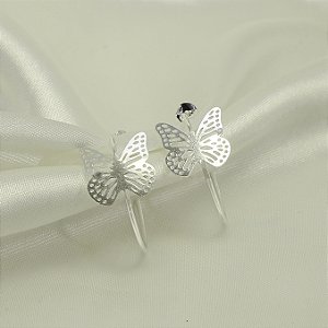 Brinco Argola com Detalhe de Borboleta Banhado a Prata 925
