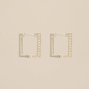 Brinco Argola Quadrado com Zircônia Banhado a Prata 925