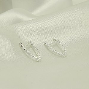 Brinco Argola Diamantado e Banhado a Prata 925