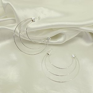Brinco Argola de Aro Triplo Banhado a Prata 925