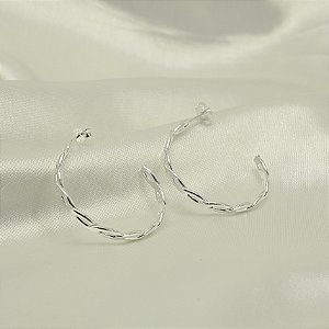 Brinco Argola Trançado Banhado a Prata 925