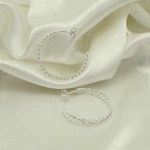 Brinco Argola Trançado Banhado a Prata 925