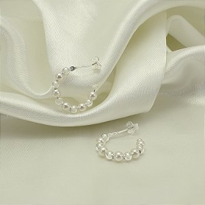 Brinco Argola de Pérolas Banhado a Prata 925