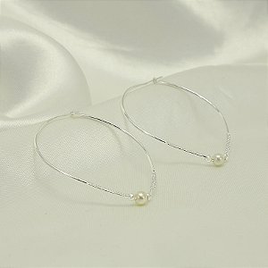 Brinco Argola com Detalhe de Pérola Banhado a Prata 925