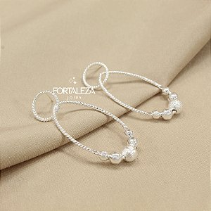 Brinco Texturizado com Bolinhas Banhado a Prata 925