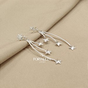 Brinco com Detalhes de Estrela Banhado a Prata 925