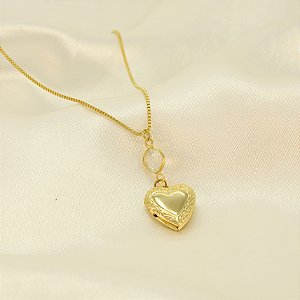 Gargantilha Relicário com Zircônia Banhado a Ouro 18k