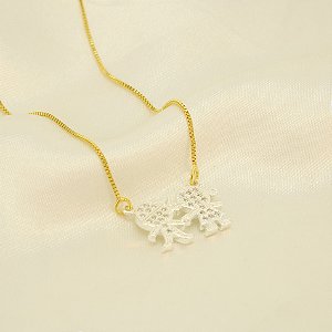 Gargantilha Menino e Menina Banhado a Prata e Ouro 18k