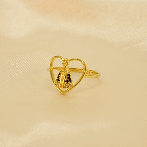 Anel Nossa Senhora Aparecida com Zircônia Banhado a Ouro 18k