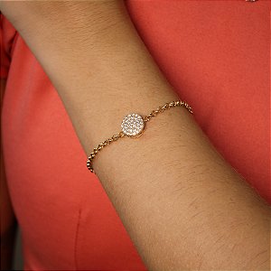 Pulseira com Detalhe em Zircônia Cristal Banhado a Ouro 18k