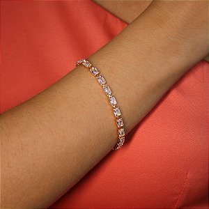 Pulseira Riviera com Zircônia Cristal Banhado a Ouro 18k