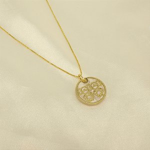 Gargantilha Meninas com Placa de Resina Banhado a Ouro 18k