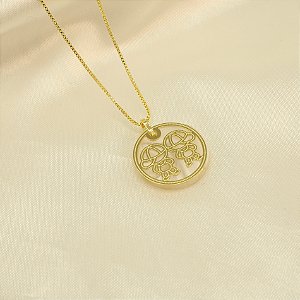 Gargantilha Meninos com Placa de Resina Banhado a Ouro 18k