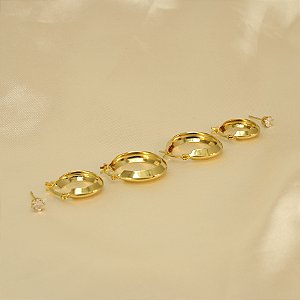 Brinco Argola em Trio com Ponto de Luz Banhado a Ouro 18k