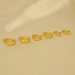 Brinco Argola em Trio Texturizado Banhado a Ouro 18k