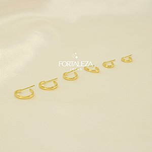 Brinco Argola em Trio de Aro Liso Banhado a Ouro 18k