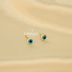 Brinco Olho Grego Resinado Banhado a Ouro 18k