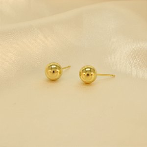 Brinco de Bolinha Polida Banhado a Ouro 18k