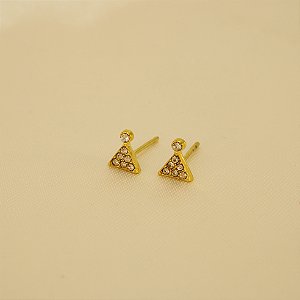 Brinco Geométrico Cravejado em Zircônia Banhado a Ouro 18k