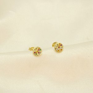 Brinco de Trevo Cravejado em Zircônias Banhado a Ouro 18k