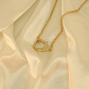 Gargantilha com Fecho Cravejado Banhado a Ouro 18k